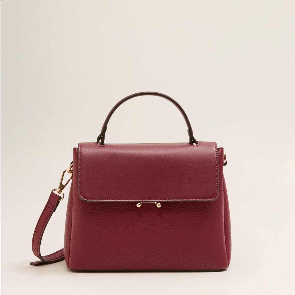 NWT MANGO Flap cross-body bag in dark red